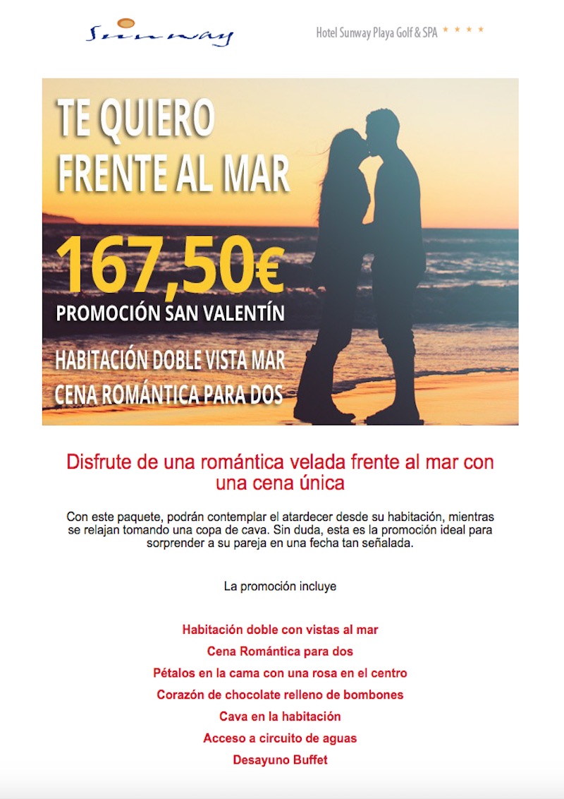 Pack Romántico Hotel Sunway Sitges